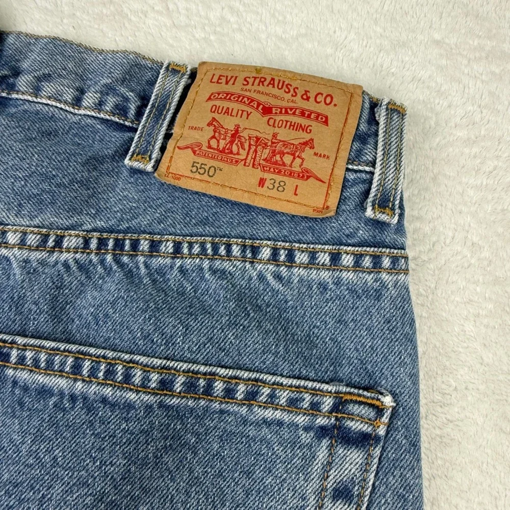 Levis 550 Relaxed Fit Denim Shorts Mens 38 Blue Med Wash Cotton‎ Jean Jorts Dad